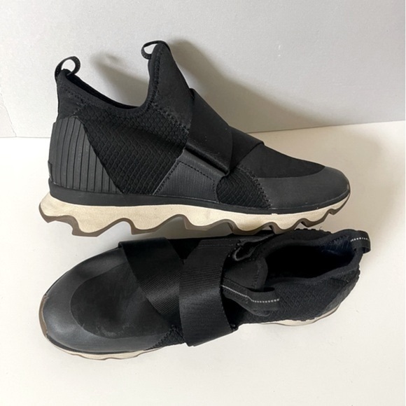 Sorel Kinetic Sneakers Women Size 9.5 Slip On Platform Black Tan Casual Comfy - Picture 9 of 13